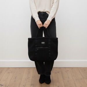 Eddie Bauer Black Teddy Shearling Handbag Tote Bag